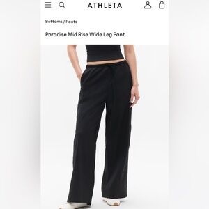 NWT Athleta Paradise Straight Leg Cargo Pant in color Black m wide leg